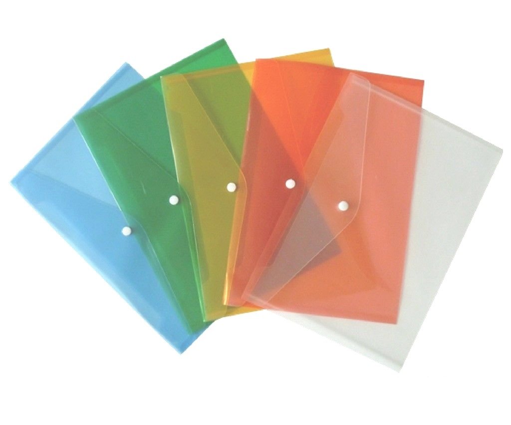 Shine Yellow Document Wallet A4+ Foolscap Size Folder Or Bag, Stud Documents, Popper Wallets-Premium Poly Quality Poly Envelope/Files Pack Of 25 Color