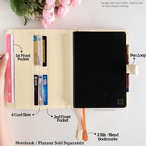 Image of NEORAH - A5 Notebook SLEEVE with SNAP Button - [ SLEEVE ONLY ]|Vegan Leather|Office Diary Holder with Penloop| 2 Front & 1 Back Pocket | 6 Card Slots |2 BookMarks - Fits any A5 Softcover - AFTERGLOW