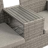 Ribelli Polyrattan Gartensitzbank mit Tisch 2-Sitzer grau Rattan Lounge - 3