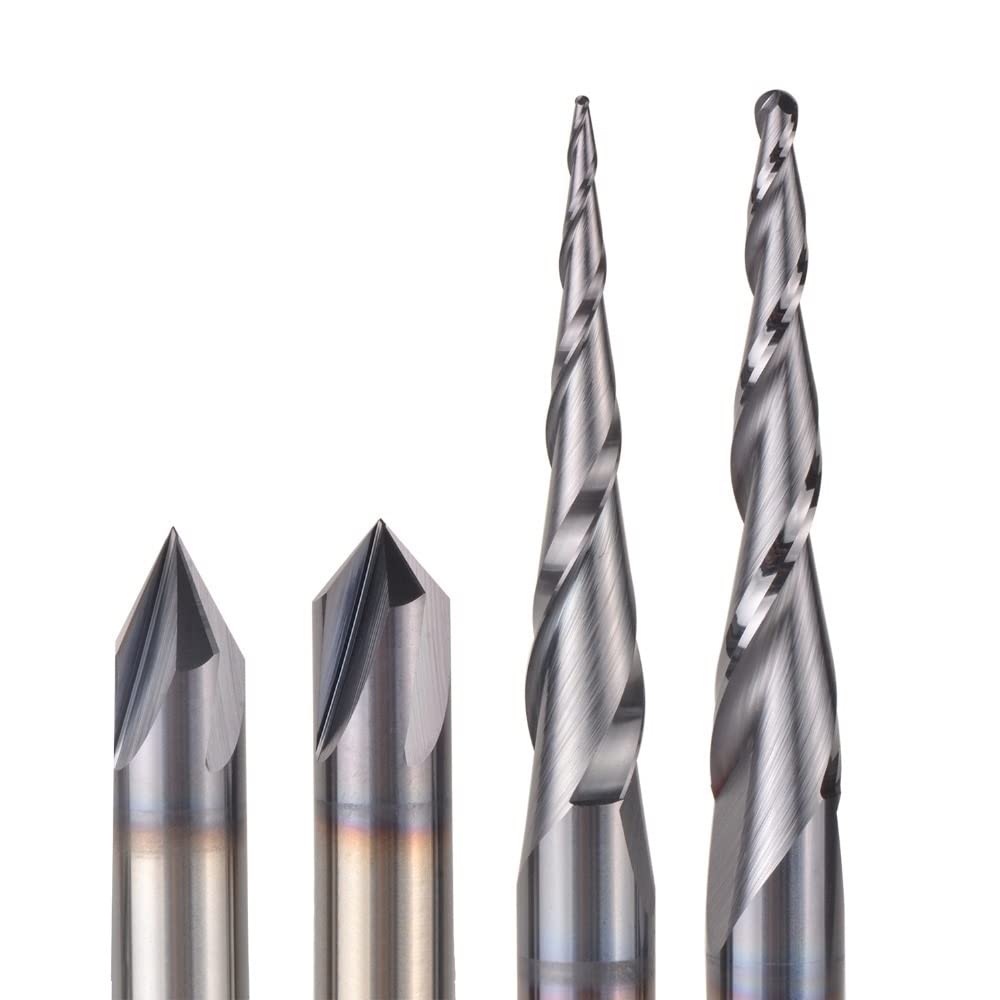 Brocas De Grabado Carburo Sólido CNC, Juego Fresado for Carpintería, Enrutador Vástago 6mm Y 6,35mm, 8 Uds(6mm Set-6pcs)