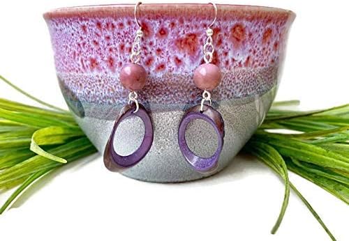earrings in lavender, organic dangle earrings Tag220 - Image 2