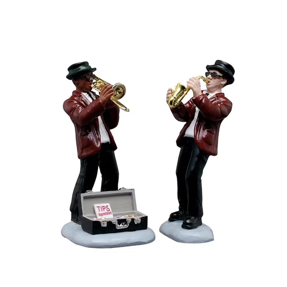 Lemax Set Of 2 Characters With Trumpet Jazz Duo In Resin H6.8 X 6.4 X 3.8 Cm
