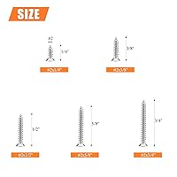 Vista 3 de Juego de tornillos de madera #2 x 1/4" 3/8" 1/2" 5/8" 3/4", HELIFOUNER 240 piezas de kit de surtido de tornillos autorroscantes con cabeza Phillips