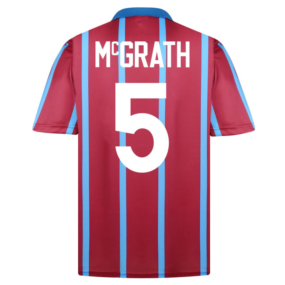 Score Draw Men's Claret/Sky Aston Villa 1994 Mcgrath No 5 Retro Football Shirt Large Polyester