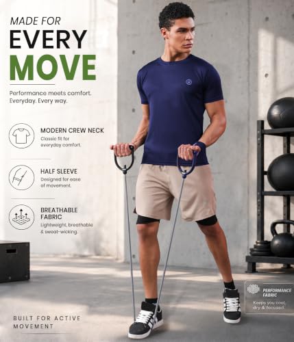 Image of CHKOKKO Gym T Shirts for Men Workout Activewear Solid Quick Dry Sports Tshirt for man Breathable Lightweight Half Sleeve Regular Fit Round Neck Running Boys T Shirt