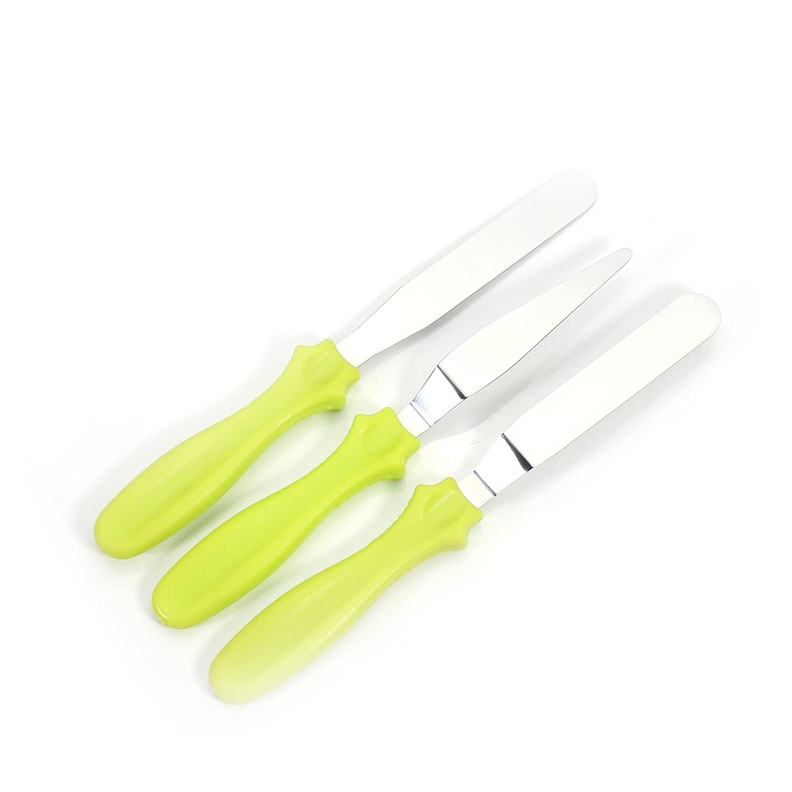 Teigschaber 3-teiliger abgewinkelter Spatel mit PP Griff Mehrzweck-Spatel-Kuchen-Deko-Küchenspatel zum Kochen, Backen und Mischen Spatel (Color : Green)