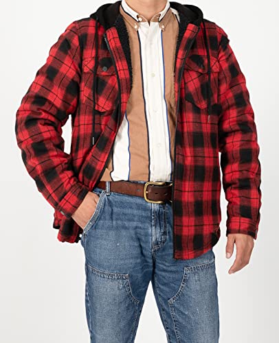Image of ZENTHACE Mens Sherpa Lined Flannel Shirt Jacket with Hood,Full Zip