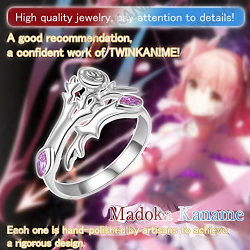 Twinkanime Puella Magi Anime Madoka Magica Cosplay Props S925 Sterling Silver Ring For Anime Girls High Durability Adjustable Ring #TOP1