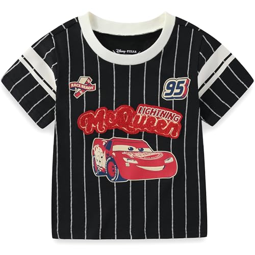 Disney Cars Lightning McQueen Boys Short Sleeve T-Shirt for Toddler and Big Kids Black