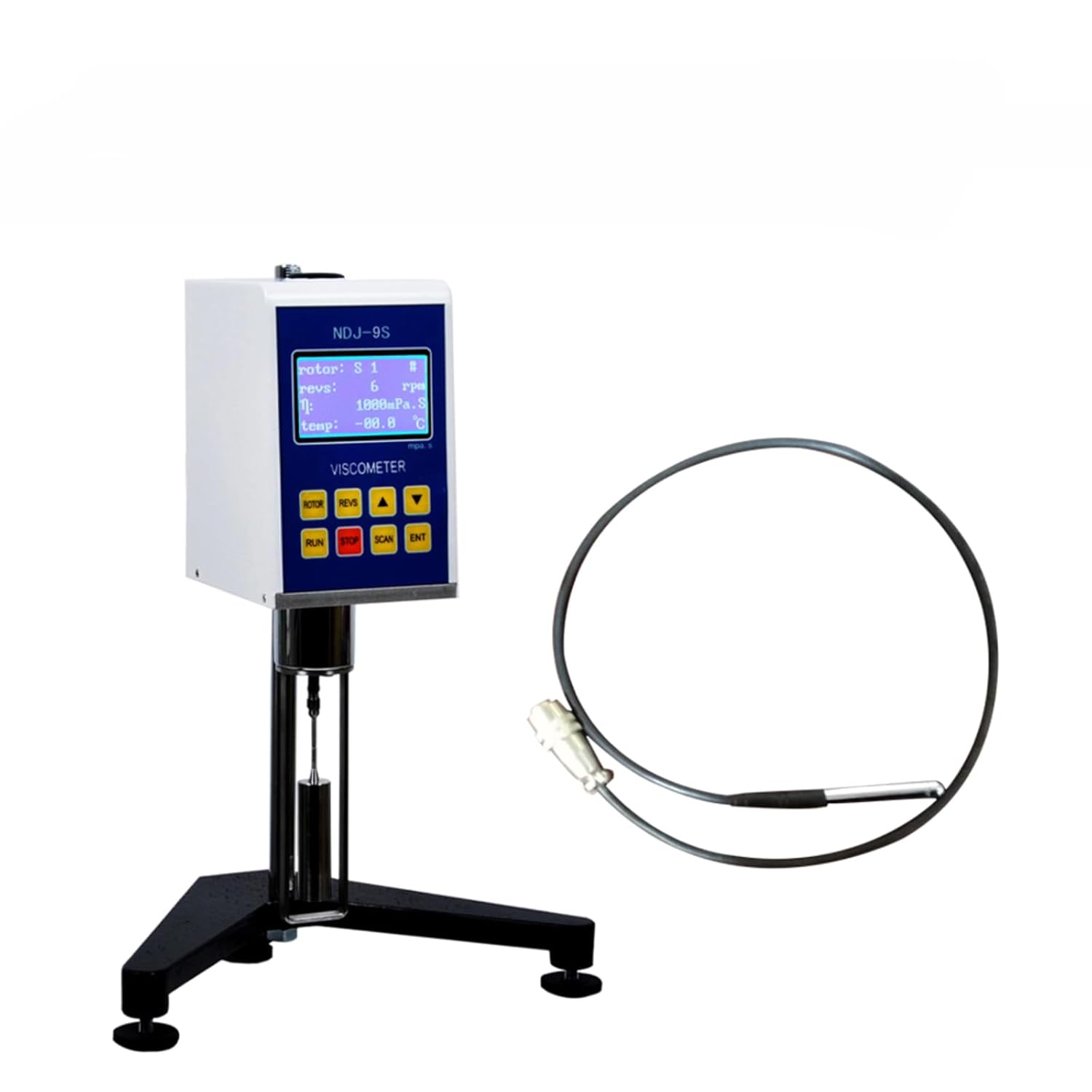 Digital Rotational Viscometer 10-100,000cps Viscosity Tester Interchangeable Spindles ±5% Accuracy