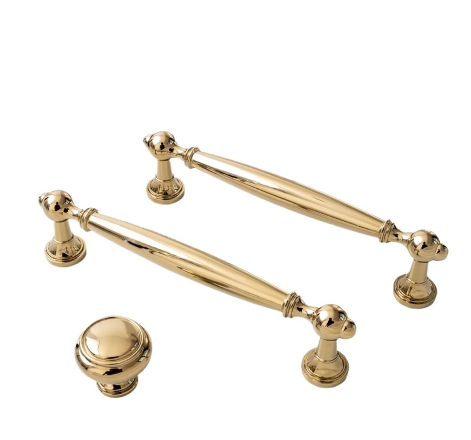 Qvorlth Vintage Cabinet Pulls Brass Furniture Handles Gold Kitchen Cabinet Pulls Solid Copper Luxury Wardrobe Dresser Drawer Knobs(Knob-30mm)
