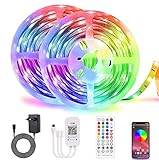 【Musik Rhythmus Synchronisation】Der lichteffekt des LED Streifenlichts 2 x10M kann der musik oder tonaufnahme folgen. Sie können Ihre eigene beleuchtung anpassen, ihre umgebung lebendig machen und die party fantastischer gestalten.