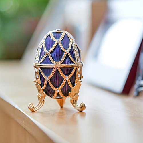 Apropos Hand-Painted Vintage Style Faberge Egg With Rich Enamel And Sparkling Rhinestones Jewelry Trinket Box (Purple) #TOP4