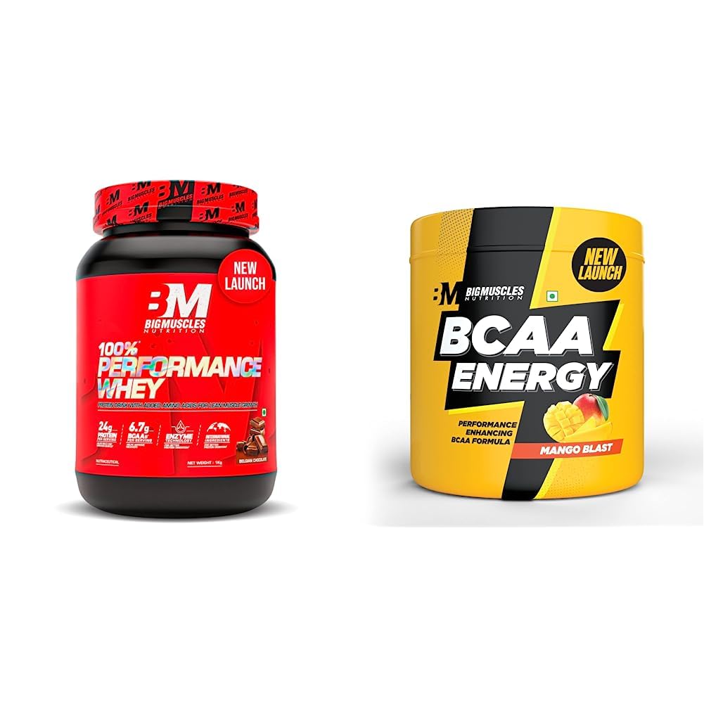 Bigmuscles Nutrition Performance Whey 1Kg BELGIAN CHOCOLATE+ BCAA
