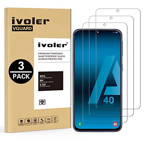 VGUARD [Pack de 3] Verre Trempé pour Samsung Galaxy A40, Film Protection écran en Verre trempé - sans Bulles d'air -Ultra Résistant Dureté 9H pour Samsung Galaxy A40
