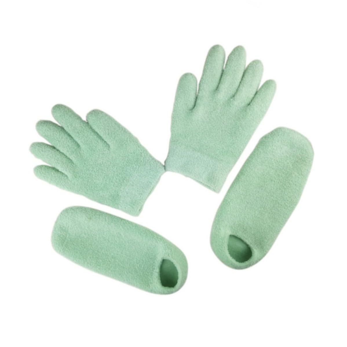 Gatuida 3 Juegos Conjunto de Guantes y Calcetines Hidratantes de Gel Verde