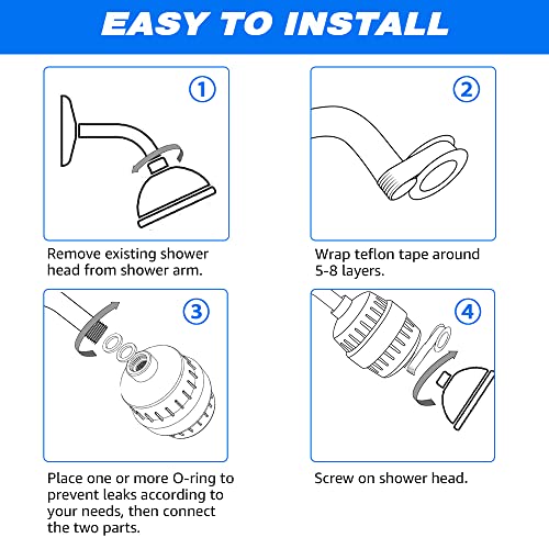 Shower Filter, 15 Stage Shower Head Filter For Hard Water High Output Showerhead Filter Black Shower Water Filter Reduce Chlorine, Dry Skin, Itchy Scalp - Shower Water Softener Improves Skin Condition #TOP2