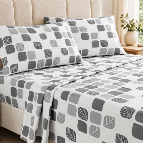HCORA Full Printed Sheet Set, Soft Microfiber, 16" Deep, 4-Piece