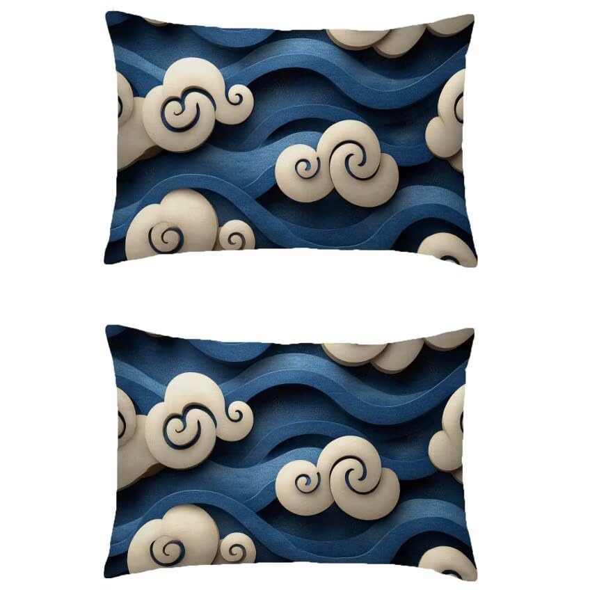 Housse de coussin bleu marine 70x90cm rectangulaire en lin