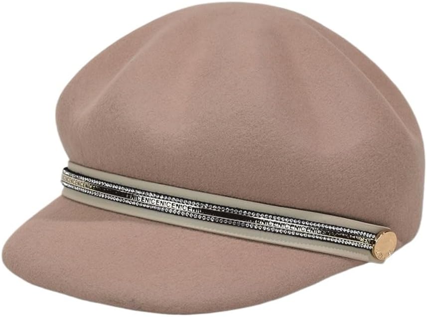 Autumn and Winter Letters Water Diamond Chain Hat Women's Street Shooting Octagonal