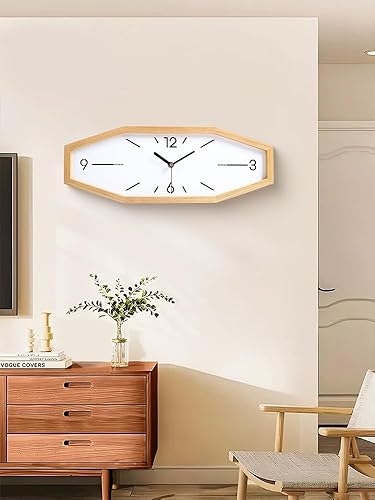 Miniatura 6 de Relojes de pared retro de madera, relojes cuadrados de 18 pulgadas, reloj de pared rectangular, funciona con pilas, silencioso, sin tictac, para