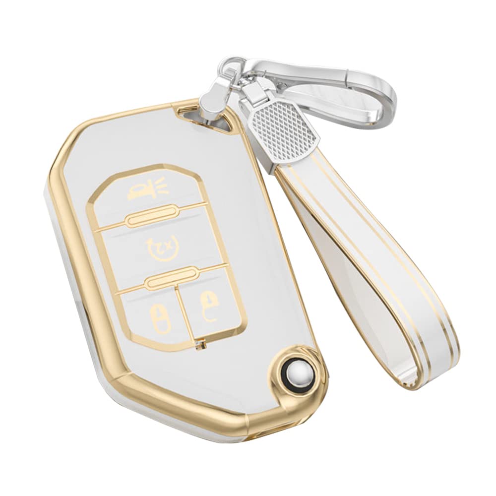 KUNIO Car Key Fob Cover Fit for Jeep Wrangler Gladiato Key Protective Cover Keychain TPU Key Holder Key Shell Car Accessory