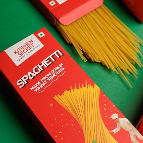 Image of Kitchen Secret Spaghetti Pasta 500gm- 100% Durum Wheat Semolina, Fresh Pasta with High in Protein & Fiber, 100% Eggless, No Maida & No Preservatives, Easy To Cook Tasty Italian Dish Anytime
