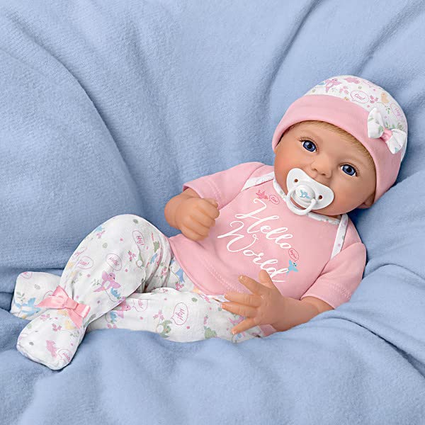 Hello World Lifelike Baby Doll With Magnetic Pacifier By Ashton