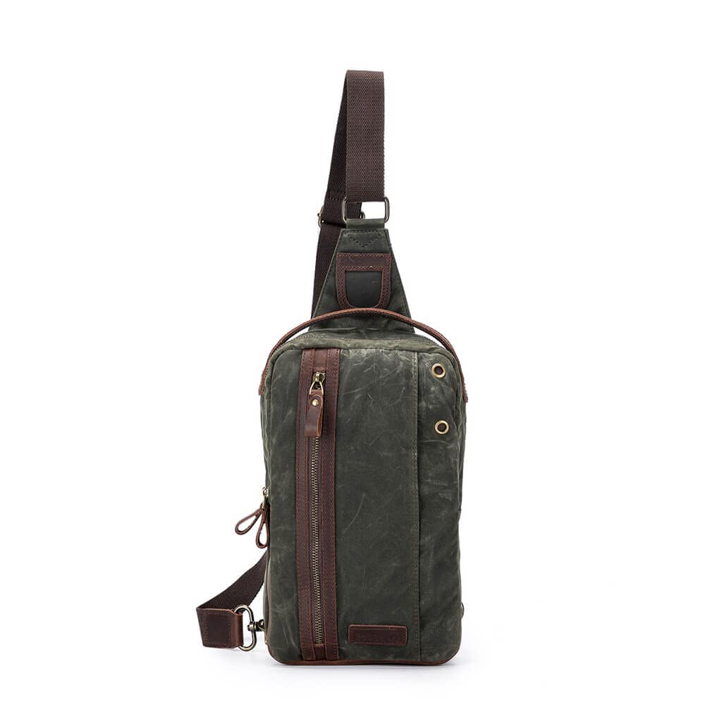 Sacoche Della Q Mini Messenger cuir olive l'accessoire idéal des cafés tricot