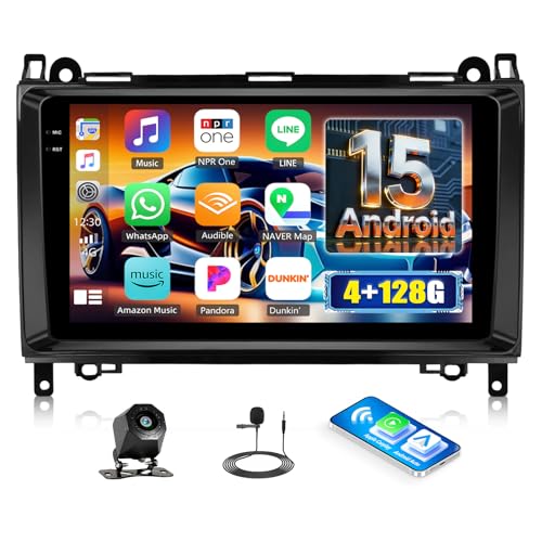 Android15, 4G+128G GOHHDL Autoradio pour Mercedes Benz A/B Class W169 W245 B200 W639 Vito Viano W906 Sprinter, 9 Pouces Poste Radio Voiture avec Carplay...