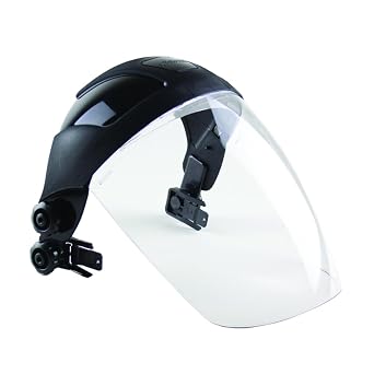 Sellstrom Premium Multi-Purpose Face Shield Window with Crown and Universal Hard Hat Slot Adapter, Clear, Anti-Fog Coating, Black Crown, S32212