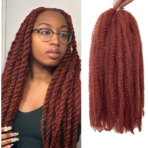 QRHSUKA Marley Twist Braiding Hair 18 Inch Ginger Marley Twist Hair 8 Packs Cuban Twist Hair Afro Kinky Curly Crochet Hair Synthetic Marley Hair Extensions (18 Inch(Pack of 8), #350) Cover