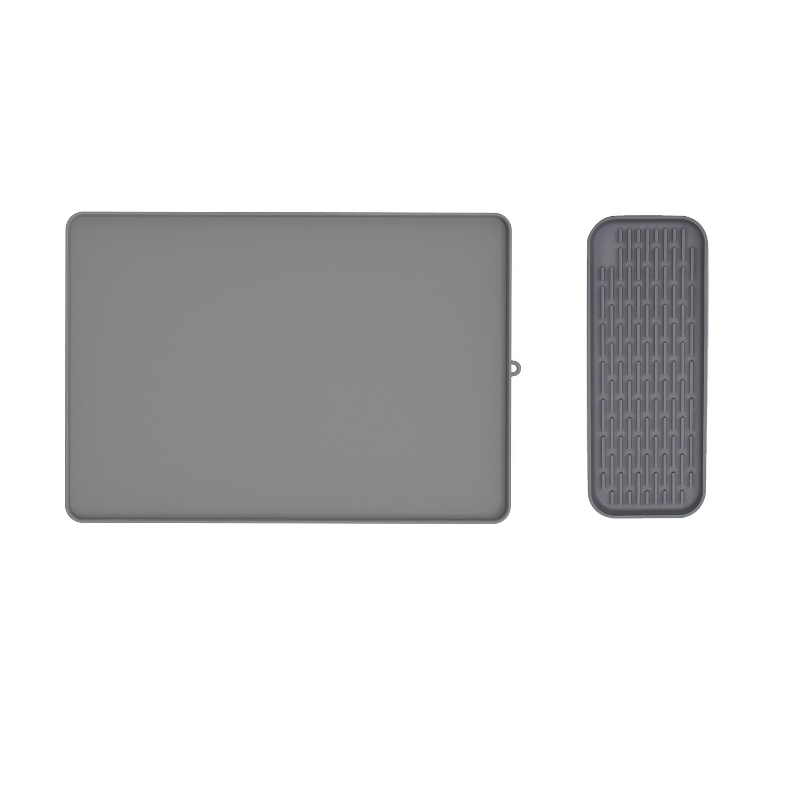 Juego de Tapetes de Silicona Antideslizantes para Platos, Utensilio de Cocina Que Mantiene La Limpieza Y Es Extraíble para Encimeras de Cocina Y Resta, Gris, Individual