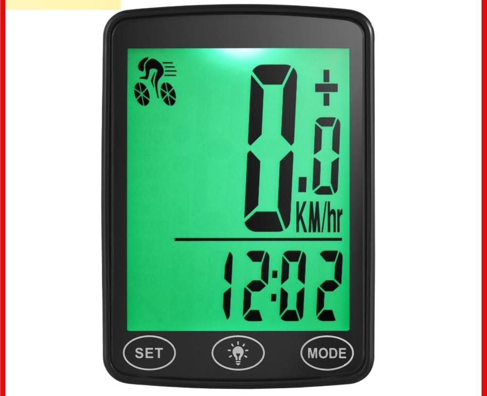 Contachilometri Bici Computer da Bici Impermeabile con contachilometri tachimetro for Bicicletta e Display della Temperatura Ciclocomputer(Wireless)