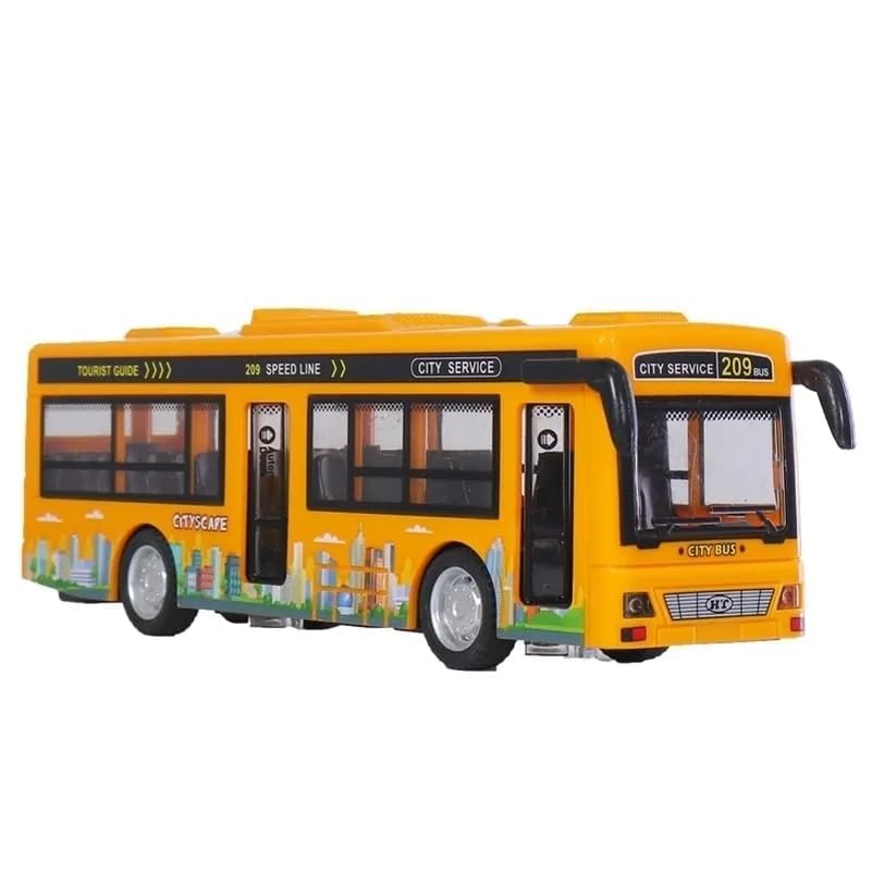 Image of DEOXY Bus Double Decker Toys for Kids Diecast Metal Alloy London Light & Music Open Door Collection Toys for Boy Kids (Orange Bus)