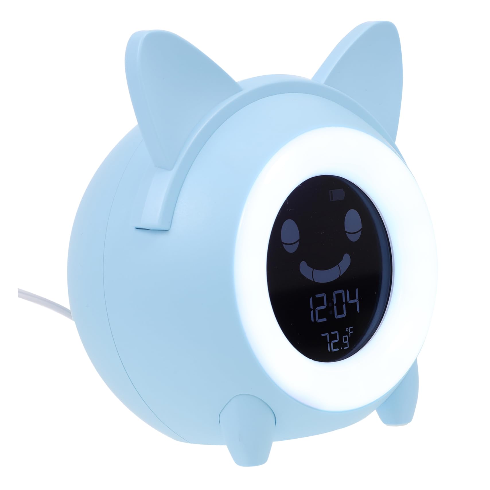 ABOOFAN Elektronischer Wecker Wecklampe Aus Langlebigem Material Mit Aufwachlicht Für Kinderzimmer Dekor Sanfte Zeiteinstellungen Niedliche Cartoon Form Integriertes Nachtlicht in Blau