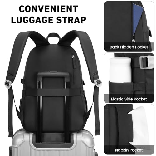Image of WINDARS Backpack for School Girls, Cute High School Backpacks for Teens Women Student Large Bookbag 15.6 Inch Laptop Bag with USB Charger Port for College Work Travel Trip 3 Pcs(Black)
