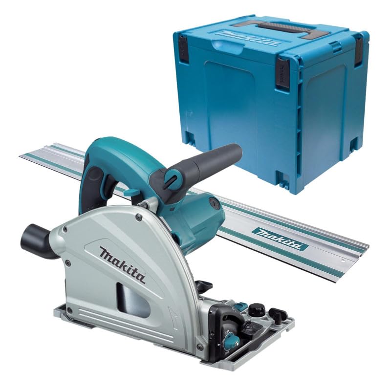 Makita Scie circulaire plongeante makita 1300w 165mm en coffret mak-pac + rail de guidage 1400 mm -...