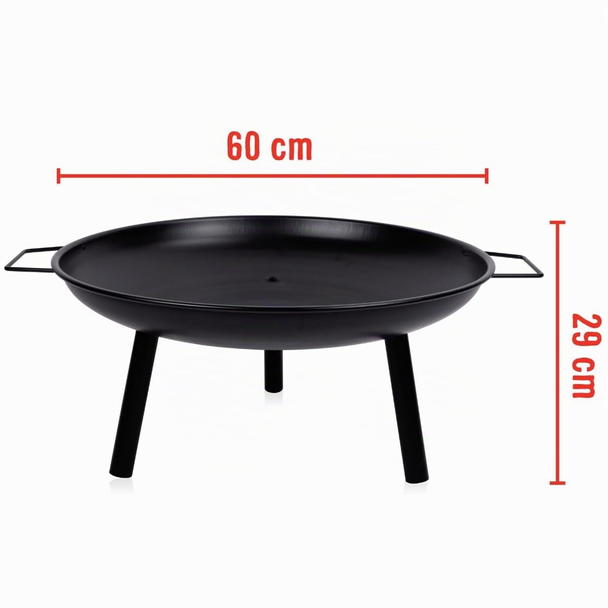 Alpina Brasero Extérieur Ø60 cm Incinérateur de Jardin sur Pied - Facile à Transporter avec Poignées - Décoration Jardin et Terrasse Extérieurs - Acier Au Carbone, Noir