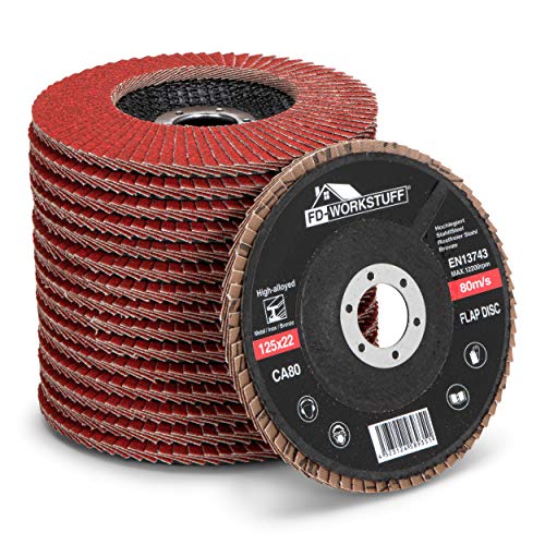 Disques abrasifs à lamelles céramique 125 mm grain 80 pour meuleuse d'angle et métaux