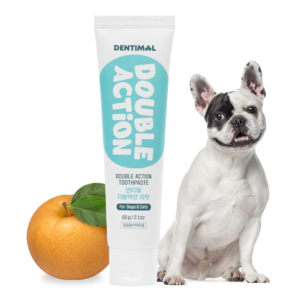 Dentimal Double Action Enzymatic Pet Toothpaste for Dogs & Cats, with Pear Stone Cells to Clean Teeth, Remove Plaque & Tartar, Freshens Breath, Gum Care, Safe for Puppies and Kittens, 2 fl oz