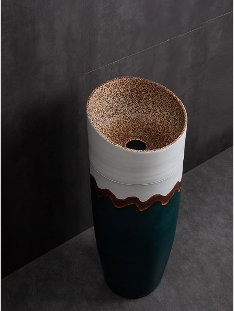 Pedestal Sinks Ceramic Basin Art Integrated Floor-Standing Small Wash Bathroom Balcony Sink (A)