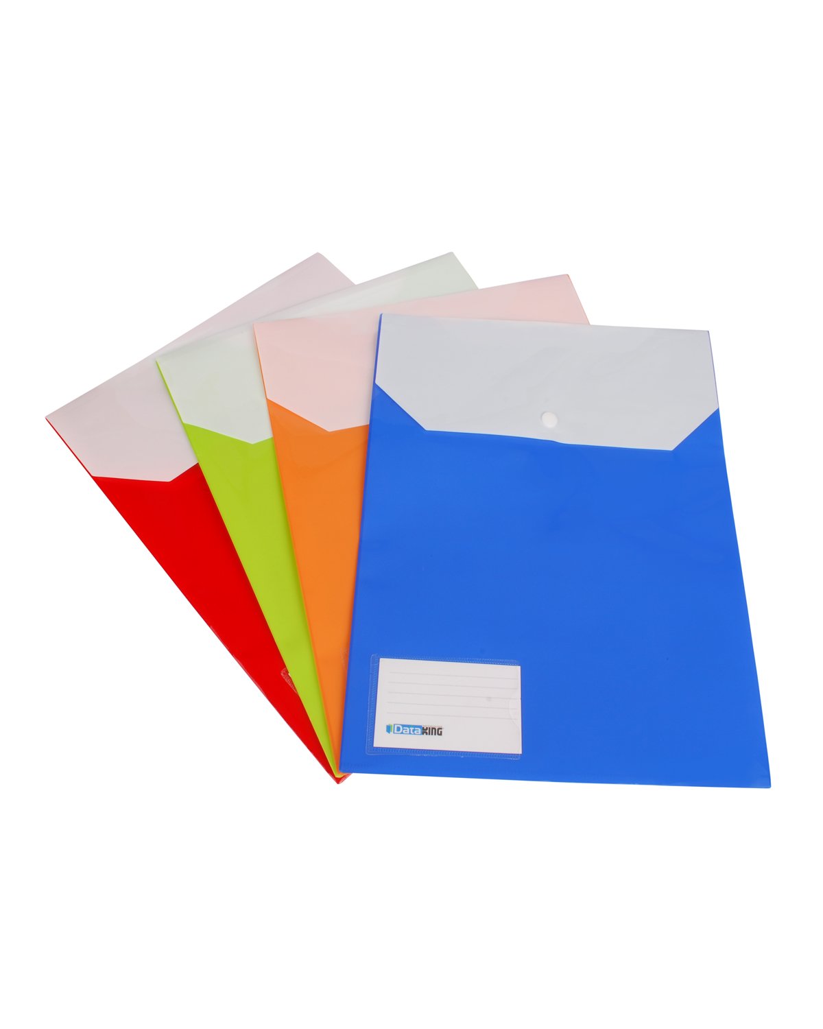 DataKing Double Pocket Multi Colour Vertical Folder with Name Card & Cross Line Embossing, Set of 10, Size: FC