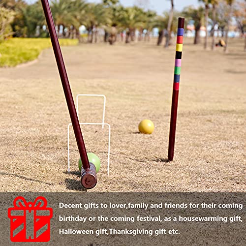 SpeedArmis Croquet Set for Adults - 8 Players Croquette Set with 35In Deluxe, 32In Regulation Size Rubber Wood Mallets, Colored PE Ball, Wickets, 24In End Stakes, Lawn Backyard Game Set for Families - Thumbnail 6