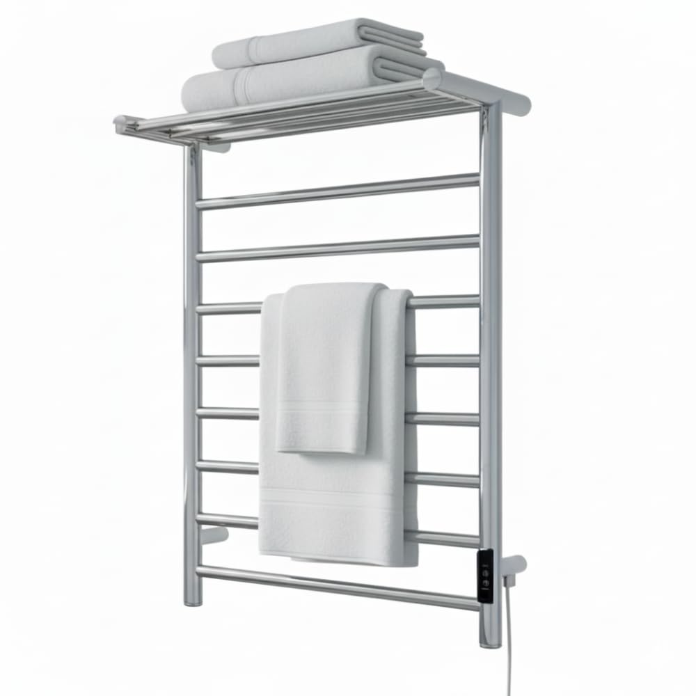 Manissa Chester Electric Towel Rail Stainless Steel H660mm x W550mm Bathroom Heater Heated Mirror Polished Finish