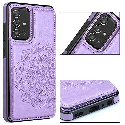 Mmhuo For Samsung Galaxy A71 5G Case With Card Holder,Flower Magnetic Back Flip Samsung A71 5G Phone Case Wallet,Protective Case For Samsung Galaxy A71 5G(5G Only - Not Verizon Edition),Purple #TOP3