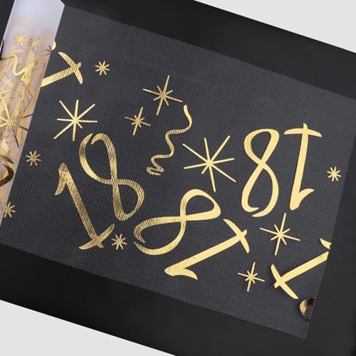 ddckj Tischläufer 18 Geburtstag 28 cm x 10 m Tischdeko Geburtstag Zuschneidbar Tischläufer Gold Männer und Frauen für Geburtstagsparty Jubiläumsfeier