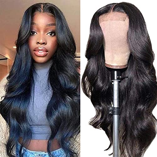 Lace Front Wigs Human Hair for Black Women Glueless Body Wave Wigs 150% Density Brazilian Unprocessed Virgin Human Hair Lace Closure Wigs Pre Plucked with Baby Hair Natural Color