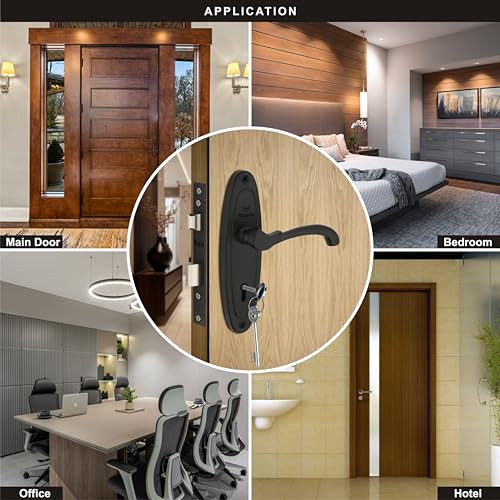 Image of Alwin Rio 7 Inch Iron Mortise Lockset, Matt Black Finish, Single Action Lock with 2 Keys, Used in Left /Right Handed Doors in Home, Office, Hotels, Industries etc (Rio)