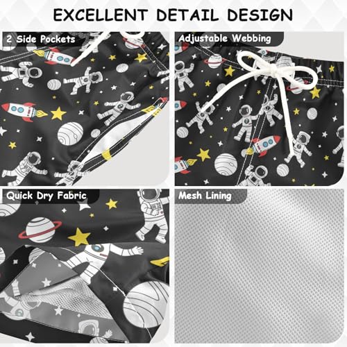 Boys Swim Trunks Quick Dry UPF 50+ Beach Board Shorts Kids Bathing Suits Swimsuit 2T Astronaut Rocket Planet Stars3